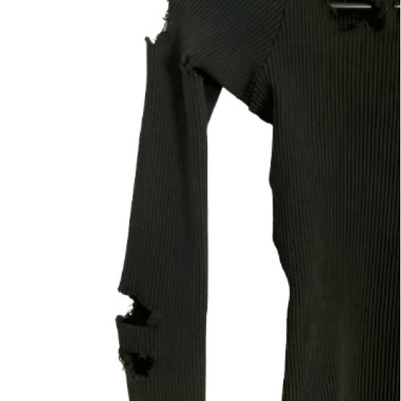 Distressed Long Sleeve Turtleneck Black Dress - Size XS - Picture 4 of 6